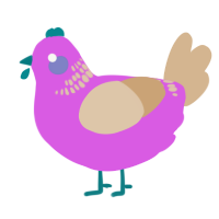 A orchid and beige chicken with a neck-band pattern