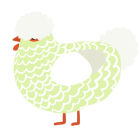 A apple and white chicken with a lace pattern
