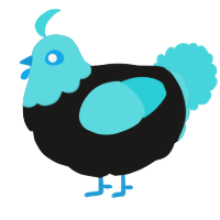 A sable and aqua chicken with a head pattern