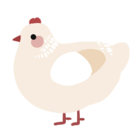 A cream chicken with a neck-band pattern