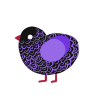 Identity Fraud, a black and blurple chicken with a double-lace pattern