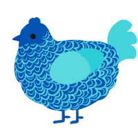 A ultramarine and aqua chicken with a double-lace pattern