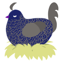 A navy and grey chicken with a double-lace pattern