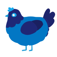 A sapphire and navy chicken with a head pattern
