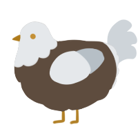 A bark and mist chicken with a head pattern