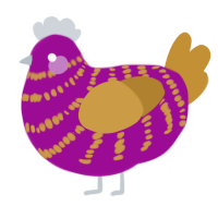 A plum and gold chicken with a bar pattern