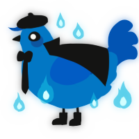 A sapphire and ultramarine chicken