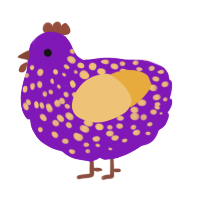 A violet and honey chicken with a speckle pattern
