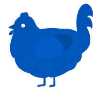 A ultramarine chicken with a double-lace pattern
