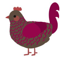 A bark and maroon chicken with a lace pattern