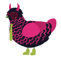 A tumblr and fuchsia chicken with a lace pattern