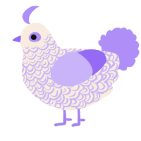 A cream and lilac chicken with a double-lace pattern