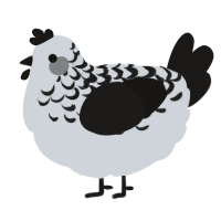 A mist and sable chicken with a half-lace pattern