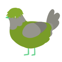 A chartreuse and ash chicken with a head pattern