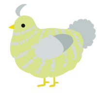 A lemon and silver chicken with a bar pattern