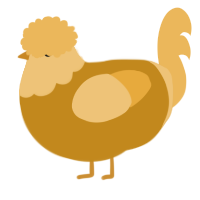 A ochre and honey chicken with a head pattern