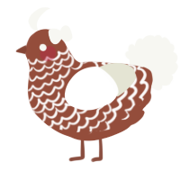 A russet and white chicken with a lace pattern