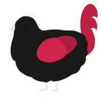 A sable and crimson chicken