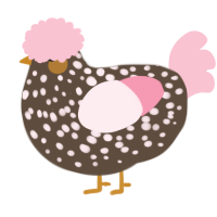 A bark and rose chicken with a speckle pattern