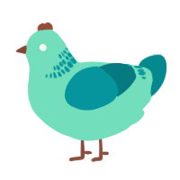 A mint and teal chicken with a neck-band pattern