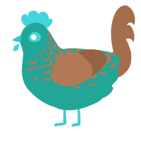 silt, a turquoise and brown chicken with a half-lace pattern