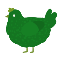 A leaf chicken with a speckle pattern