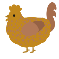 A ochre and brown chicken with a speckle pattern