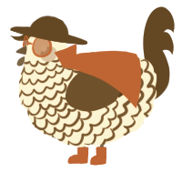 A cream and bark chicken with a lace pattern
