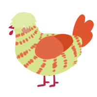 A lemon and vermilion chicken with a bar pattern