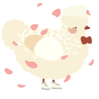 A cream chicken with a half-lace pattern