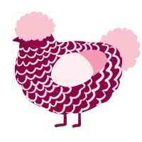 A maroon and rose chicken with a lace pattern