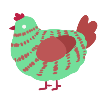 A spring and red chicken with a bar pattern