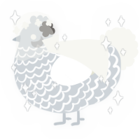 A mist and white chicken with a lace pattern