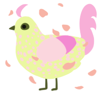 A apple and lavender chicken with a speckle pattern