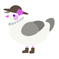 A white and ash chicken