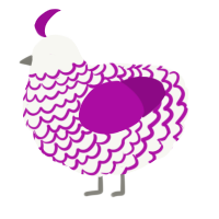 A white and plum chicken with a lace pattern