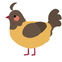 A honey and bark chicken with a head pattern