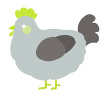 A silver and grey chicken