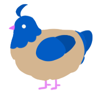 A beige and ultramarine chicken with a head pattern