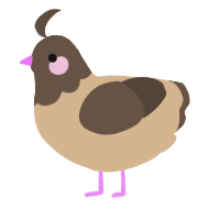 A beige and bark chicken with a head pattern