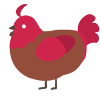 A russet and crimson chicken with a head pattern