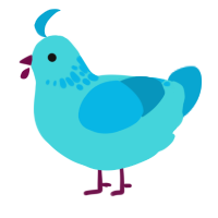 A aqua and cerulean chicken with a neck-speckle pattern
