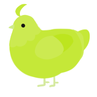 A lime chicken with a head pattern