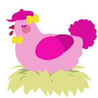 A pink and fuchsia chicken