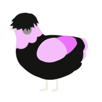 A black and lavender chicken with a head pattern