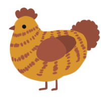 A orange and russet chicken with a bar pattern