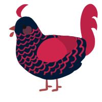 A tumblr and crimson chicken with a lace pattern