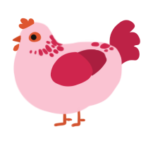 A rose and crimson chicken with a neck-speckle pattern