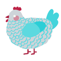 A mist and aqua chicken with a lace pattern