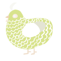A lemon and white chicken with a lace pattern